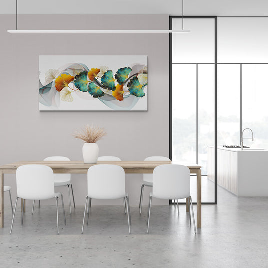 Arte contemporáneo con formas orgánicas en colores pastel sobre fondo claro