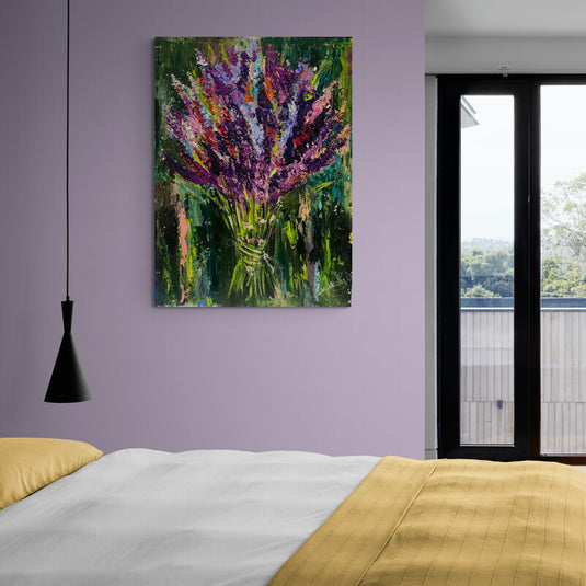 Pintura al óleo de un ramo de flores silvestres en colores vibrantes