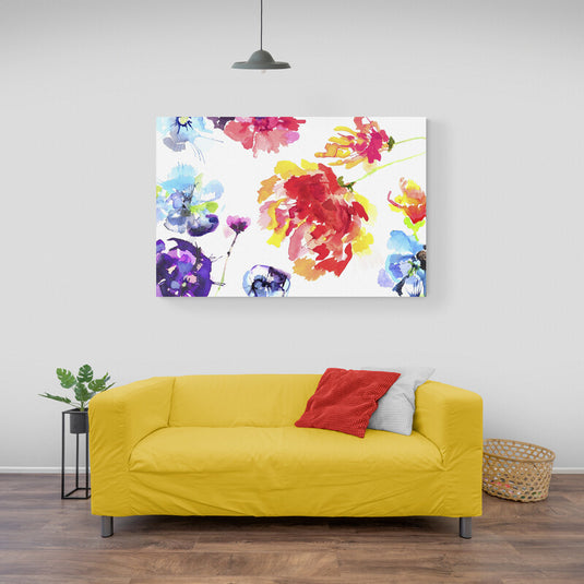 Pintura acuarela de flores coloridas en estilo suelto y fluido