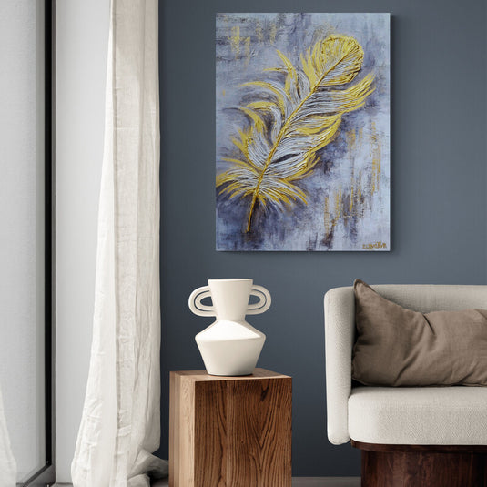 Fragile Yellow Feather - Canvas Mérida Fine Print Art