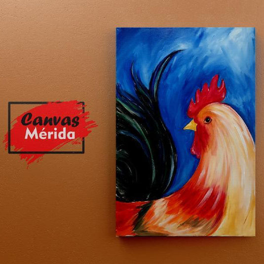 Pintura de Gallo Colorido en Acuarela