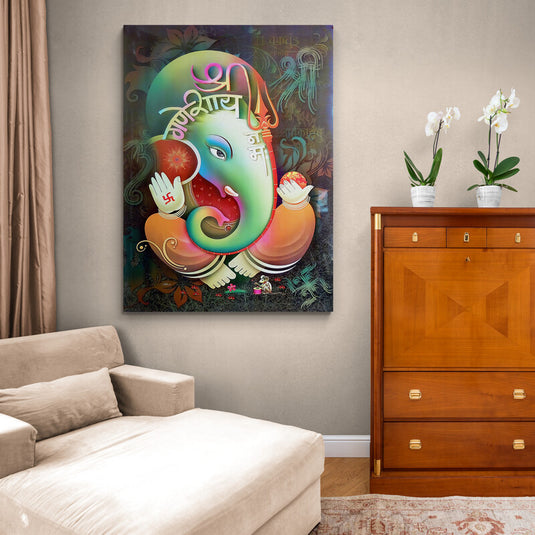 Ganesha Green - Canvas Mérida Fine Print Art