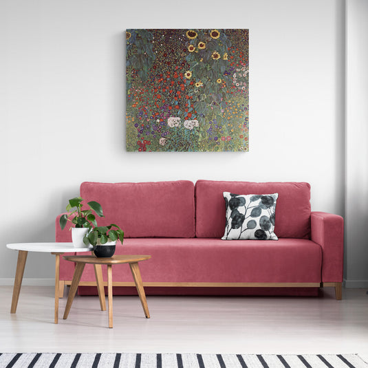 Jardín girasoles Klimt flores colores vibrantes