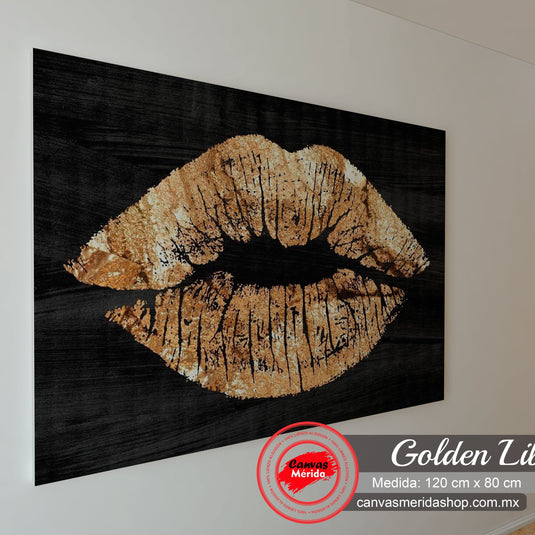 Huellas de Beso en Hoja de Oro Sobre Fondo Oscuro en Arte Contemporáneo