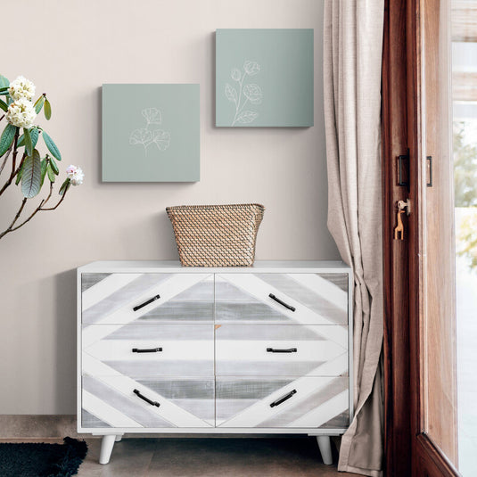 Cuadro decorativo con silueta blanca sobre fondo turquesa