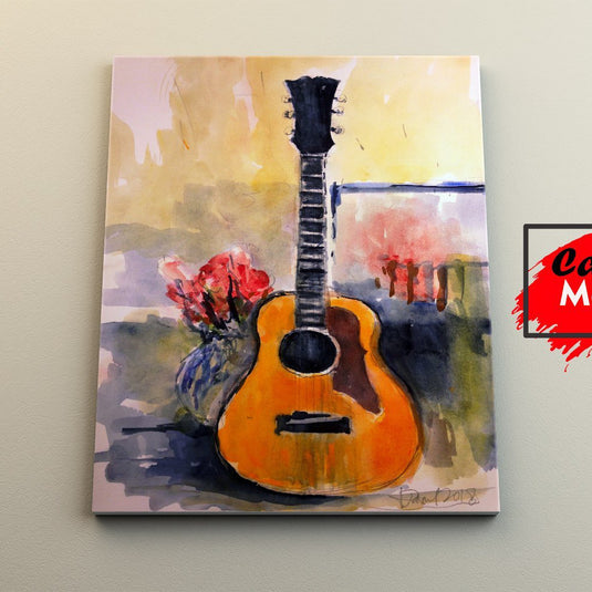 Guitarra Acústica Número Cinco - Canvas Mérida Fine Print Art