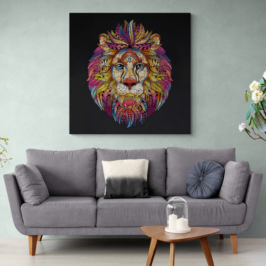 León abstracto multicolor