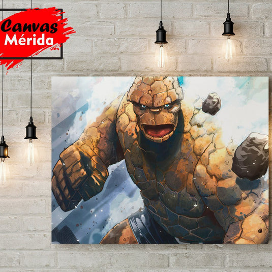 Cuadro de La Mole en estilo cómic dinámico, arte de superhéroe con textura rocosa para decoración geek o juvenil.