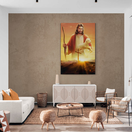 Cristo como el Buen Pastor con cordero