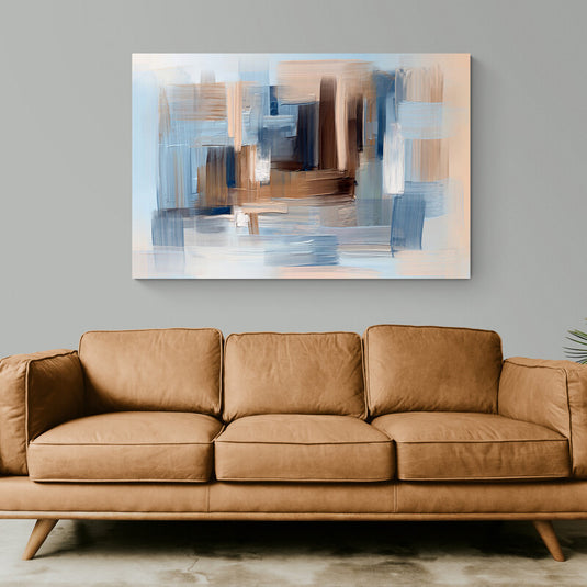 Cuadro abstracto en tonos azules y beige