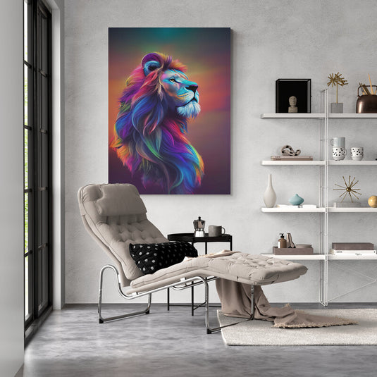 León multicolor en perfil