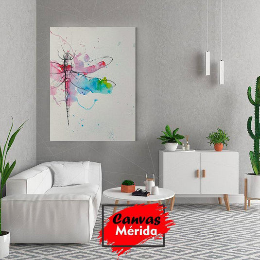 Lienzo de libélula en acuarela