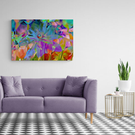 Jardín de flores abstractas y coloridas