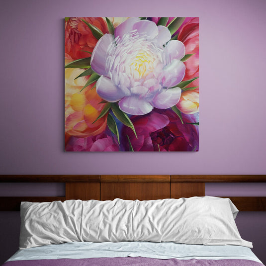 Peonías coloridas en primer plano