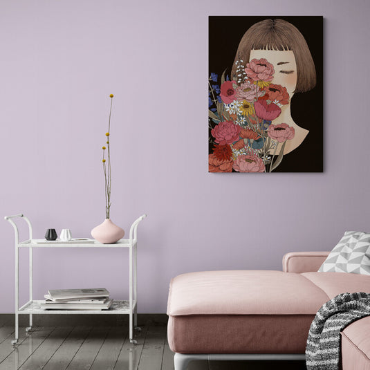 Ilustración de mujer con flores