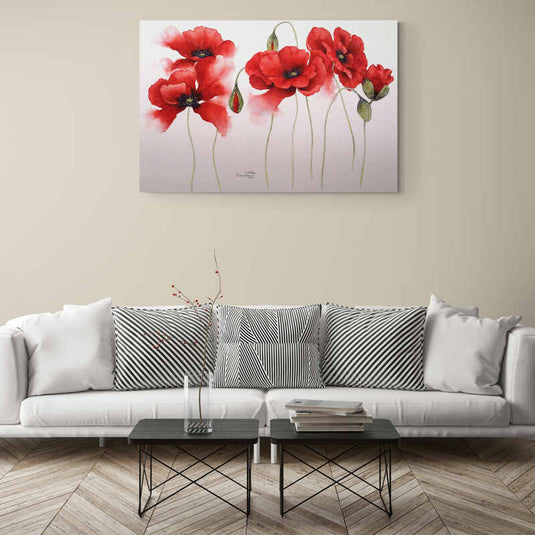 Pintura en acuarela de amapolas rojas
