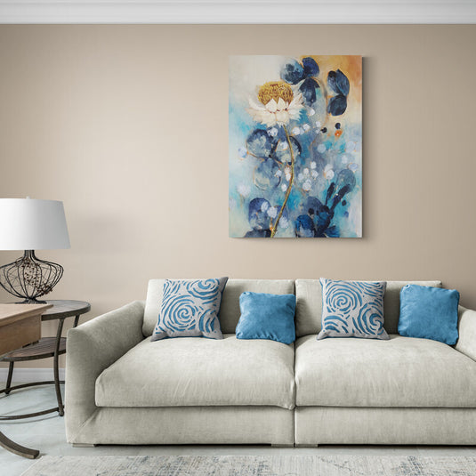 Pintura abstracta de flor blanca