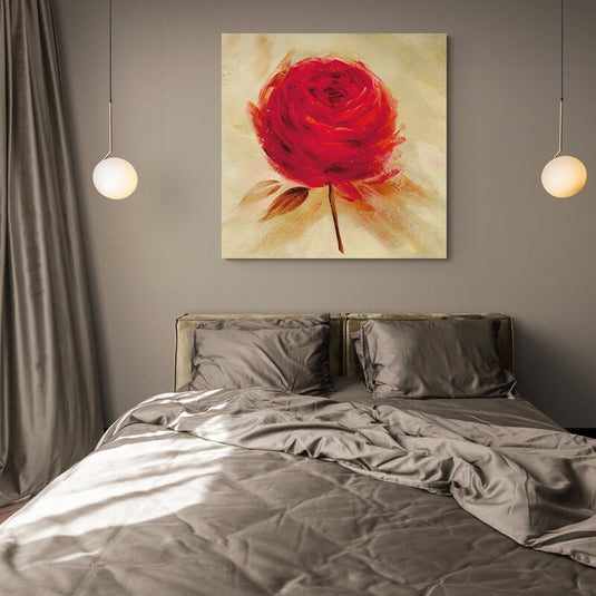 Pintura abstracta de rosa roja