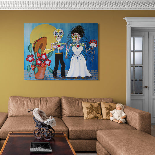 Pintura de catrines en el Día de los Muertos