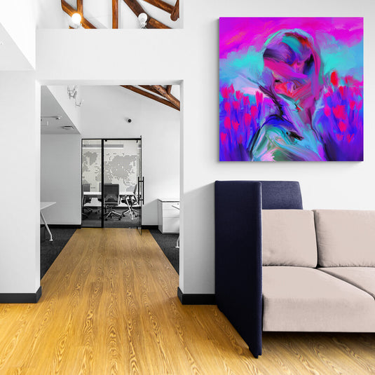 Retrato abstracto en colores neón