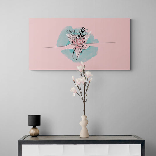 Ilustración de manos entregando flores