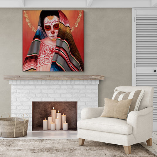 Retrato Día de los Muertos con rebozo