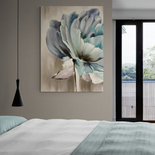 Flor abstracta en tonos azules y grises