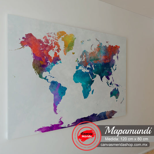 Mapamundi (watercolor) - Canvas Mérida Fine Print Art