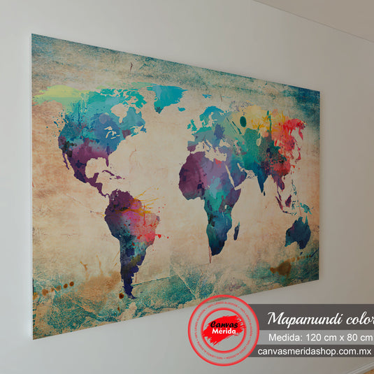 Mapamundi Colors - Canvas Mérida Fine Print Art