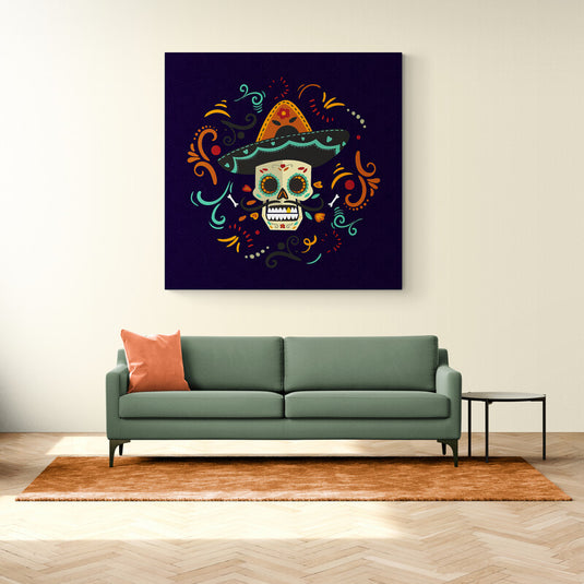 Mexican Skull - Canvas Mérida Fine Print Art
