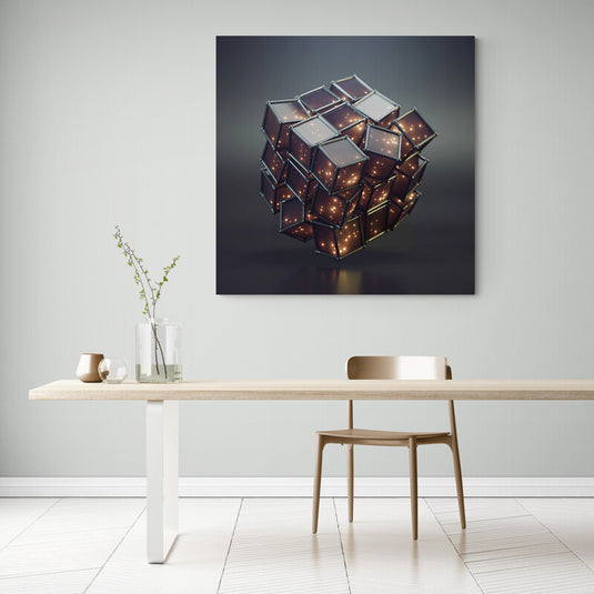 Escultura digital abstracta de cubos iluminados