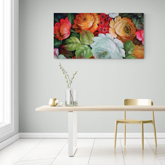 Pintura de flores multicolores en jardín