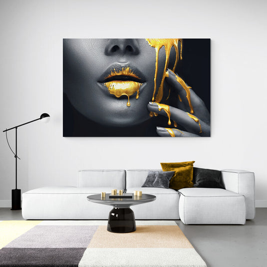Mujer Africana con Labios Dorados - Canvas Mérida Fine Print Art