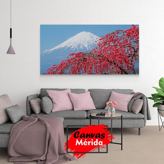 Cuadro_Decorativo_Monte_Fuji_Arbol_Flor_Cerezo_Rojo