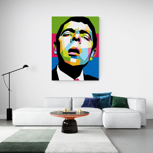 Retrato abstracto geométrico en estilo pop art de hombre con traje