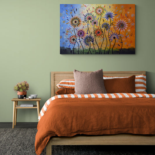 Pintura abstracta de flores coloridas