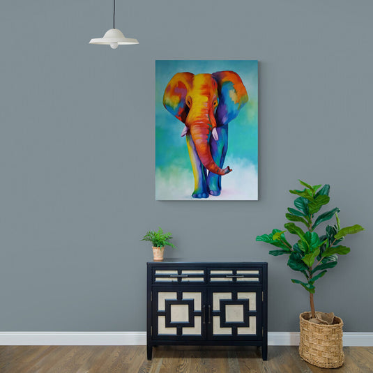 Pintura de elefante multicolor vibrante