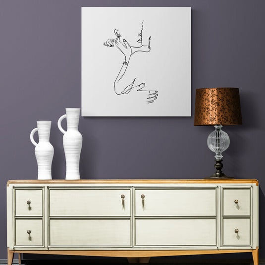 Cuadro decorativo My Darling – arte minimalista line art en blanco y negro con silueta romántica para decoración moderna y elegante
