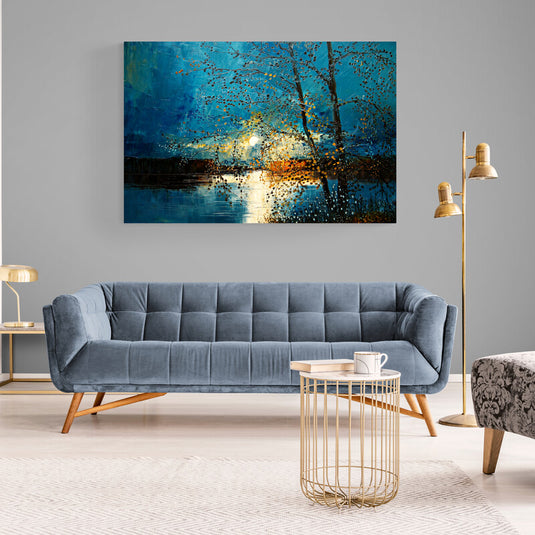 Cuadro_Decorativo_Atardecer_Sol_Puesta_de_Sol_Lago_Arbol_Cielo_Azul_Fuerte