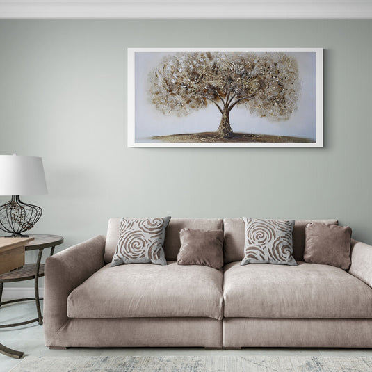 "Cuadro_decorativo_con_árbol_grande_de_tronco_café_y_hojas_arena_oscura_en_fondo_gris