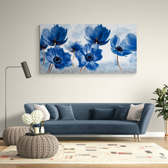 Anémonas Azules en Fondo Blanco