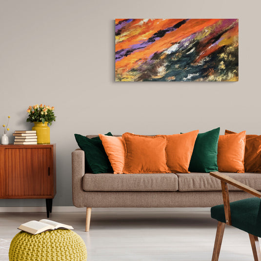 Cuadro abstracto moderno con colores vibrantes y textura gestual