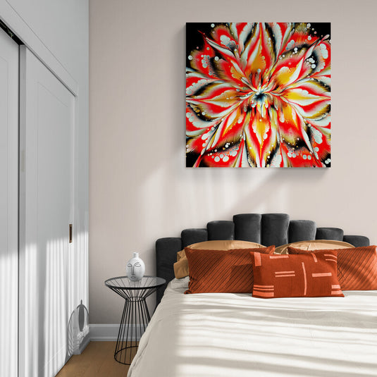 Flor Abstracta en Rojo y Amarillo