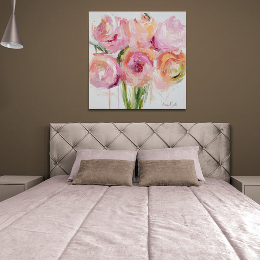 Pintura de rosas en tonos pastel