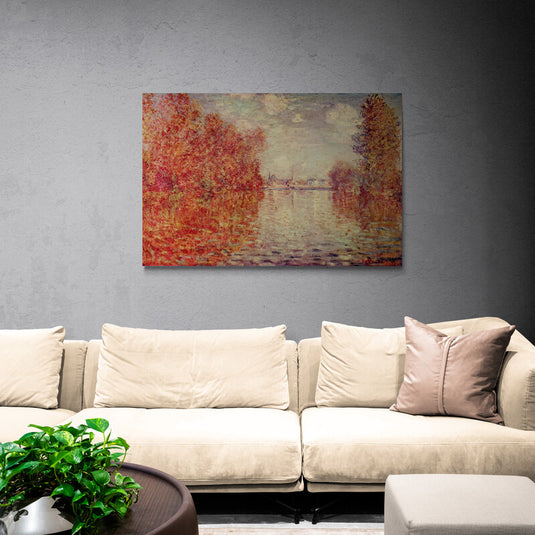 Monet Otoño en Argenteuil río árboles