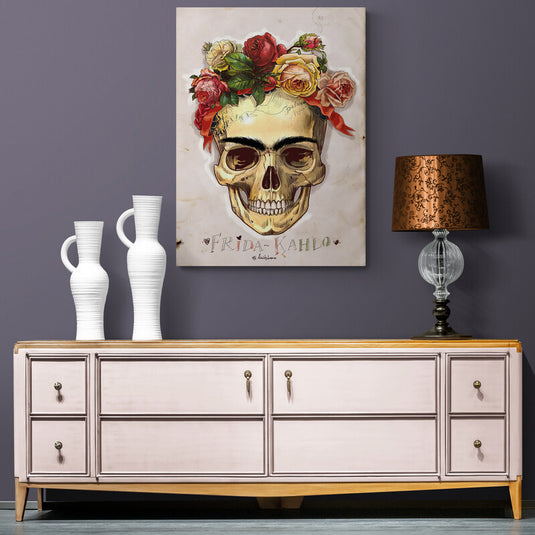 Calavera con flores en homenaje a Frida Kahlo