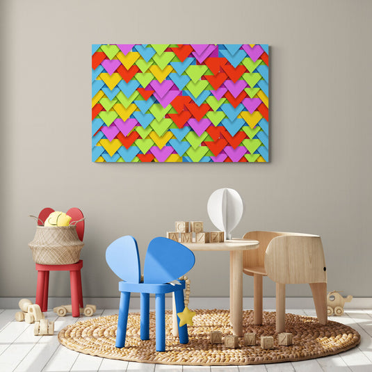 Coloridas figuras de papiroflexia en patrón geométrico abstracto