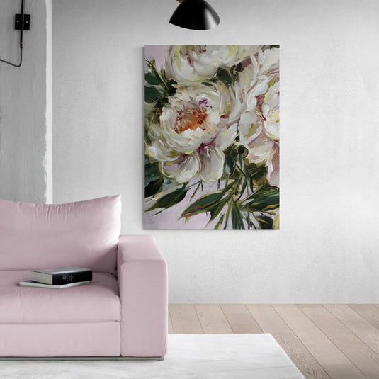 Pintura de flores amarillas y crema con fondo texturizado