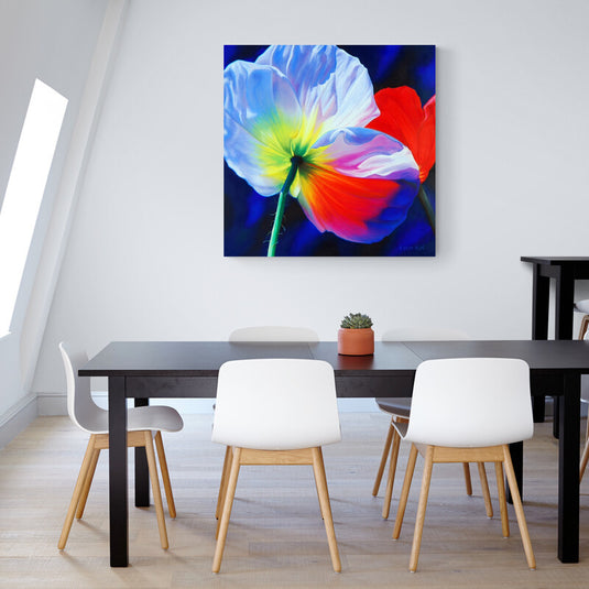 Flor abstracta en tonos vibrantes