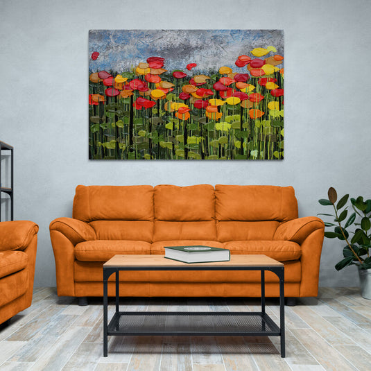 Campo de flores abstractas en colores vibrantes